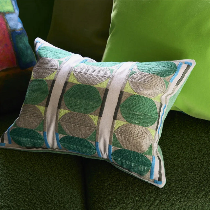 Christian Lacroix Kushime Emerald Green Velvet Cushion Cover - Luxury Home Decor for Sofa, Bed & Living Room - Elegant Throw Pillow for Modern Interior Design