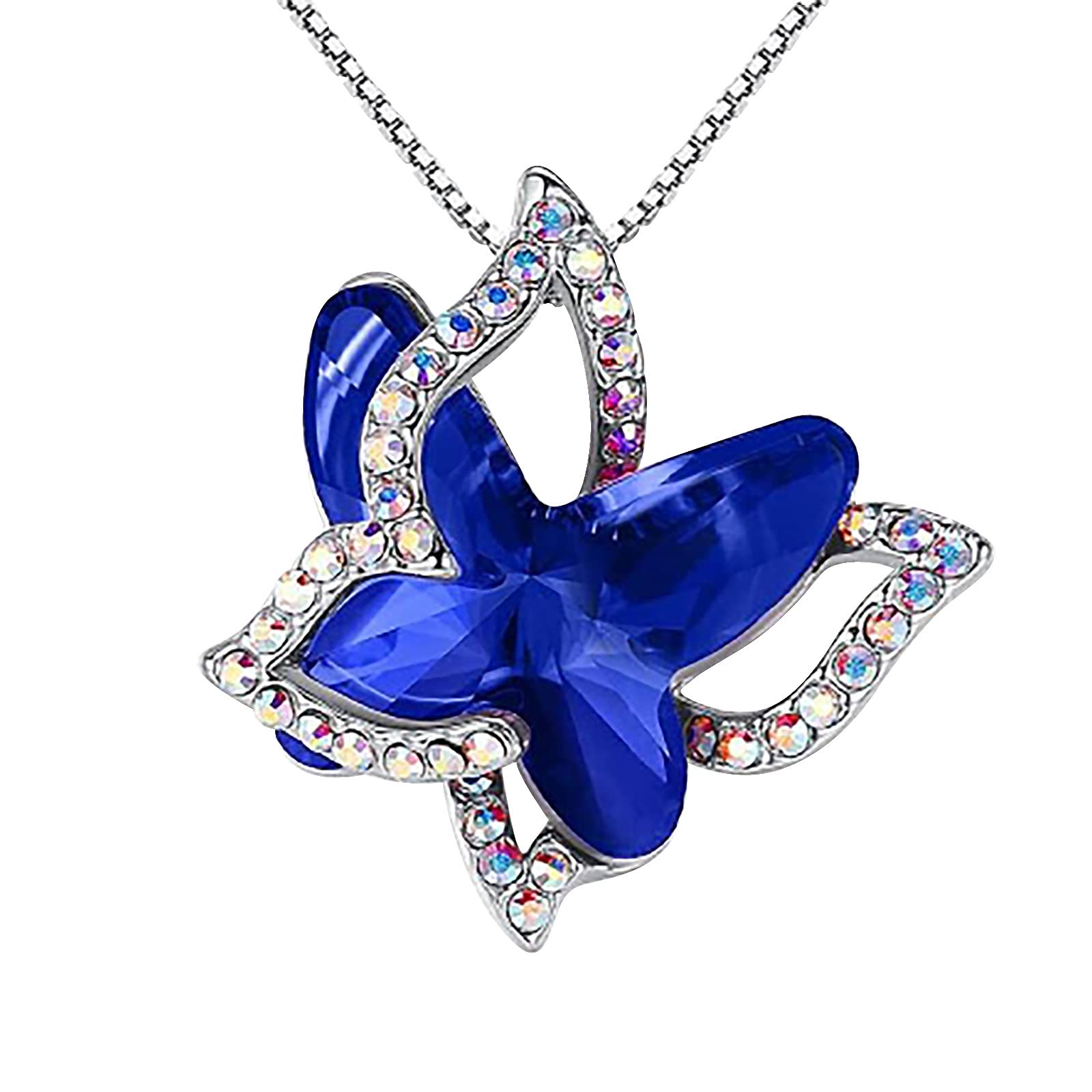 Elegant Sterling Silver Butterfly Necklace for Women - Crystal Diamond Pendant Chain - Perfect Birthday & Valentine's Day Gift for Her, Girlfriend, Daughter | Ideal for Anniversaries, Date Nights & Special Occasions