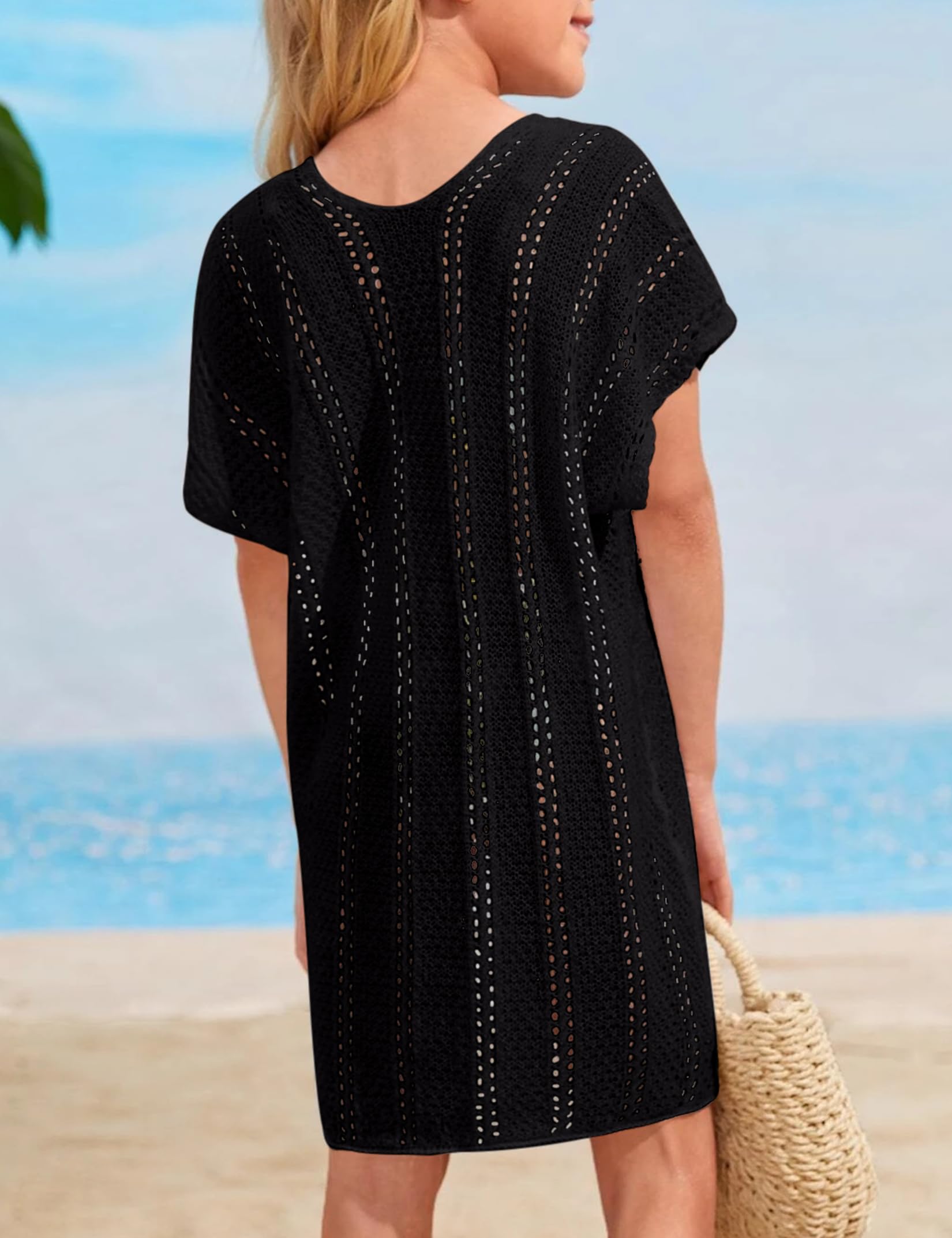 Crochet Swim Cover Up for Girls - Kids Beachwear & Swimsuits Tops - Perfect for Pool, Beach, and Summer Vacations