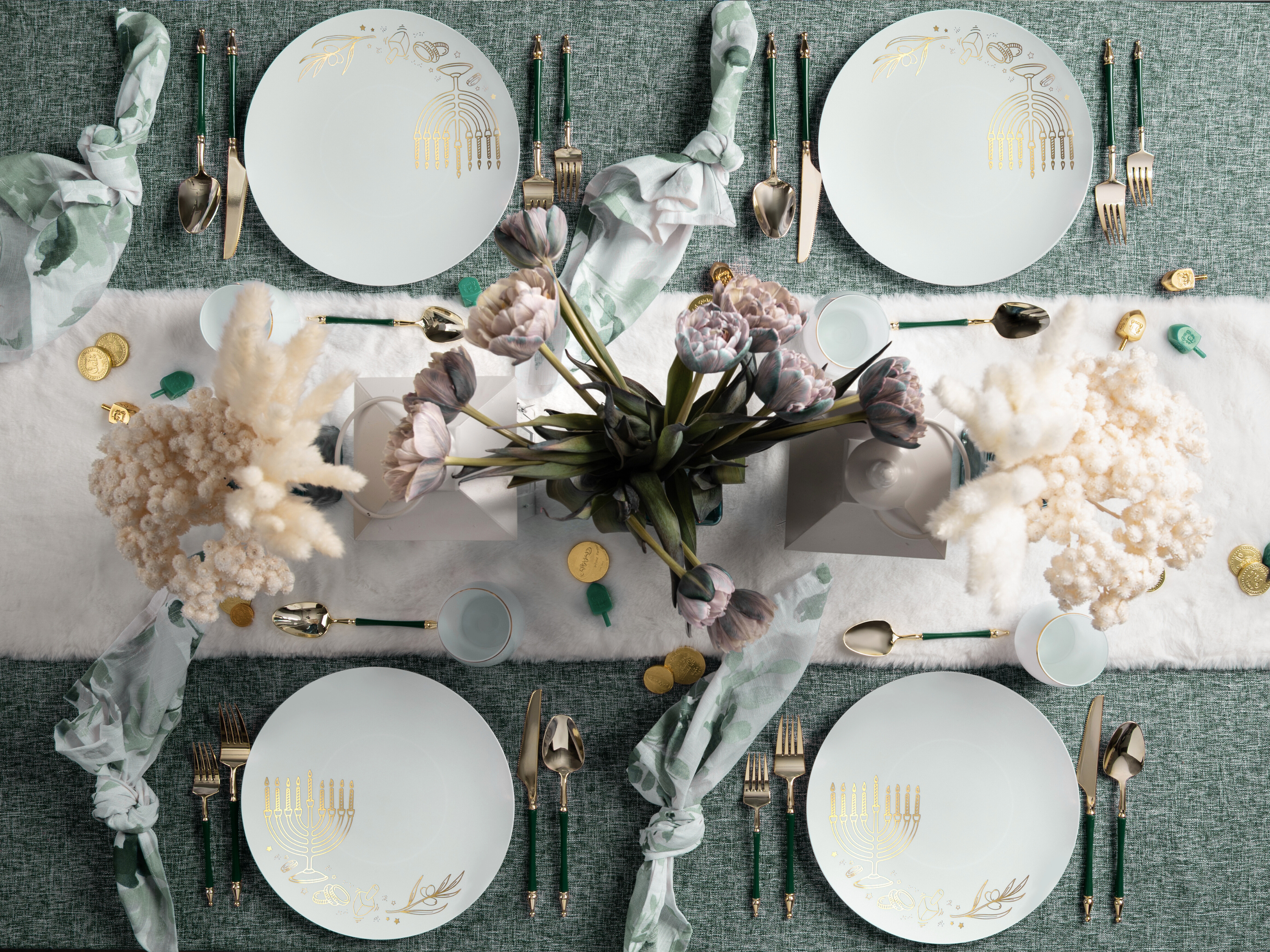 Royal Green & Gold Flatware Set - 40-Piece Elegant Dinnerware for 8 | Sophisticate Collection | Perfect for Formal Dining, Wedding Gifts & Holiday Entertaining