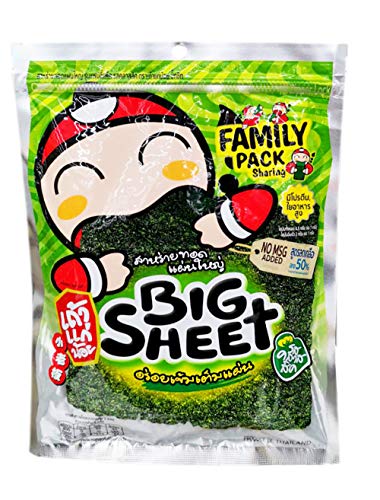 TAO KAE NOI Big Sheet Seaweed Snack - Classic Flavor, Family Pack (7g x 8 Packs) | Crunchy Healthy Snack for Kids & Adults | Perfect for Lunchboxes, Parties & On-the-Go