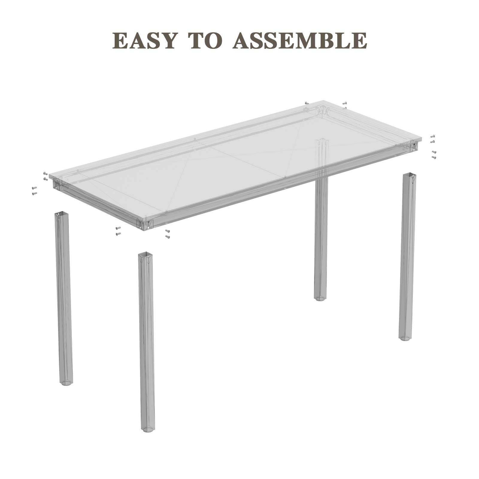 Teraves 55.11 Inch White & Gold Computer Desk - Sturdy Home Office Desk, Dining Table & Writing Workstation for Small Spaces | Perfect for Remote Work, Online Classes & Gaming Setup