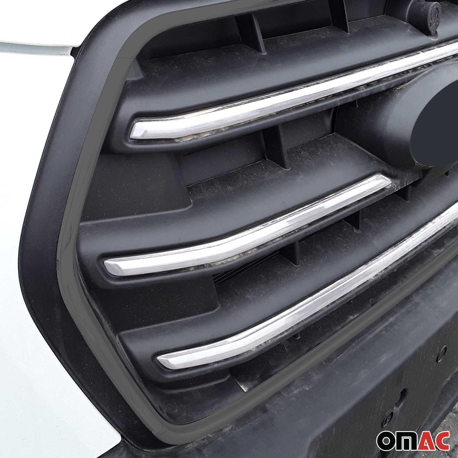 OMAC Front Bumper Grill Trim Molding for Ford Transit 2021-2025 - Steel Silver 4 Piece Set | Durable Exterior Accessory for Van Customization & Protection