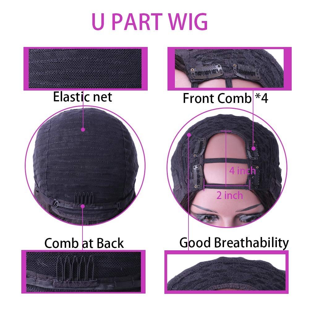 Natural Human Hair U Part Wig for Black Women - Body Wave Glueless Clip-In Upgrade - 180% Density Middle Part - Beginner Friendly - Perfect for Daily Wear, Parties & Special Occasions