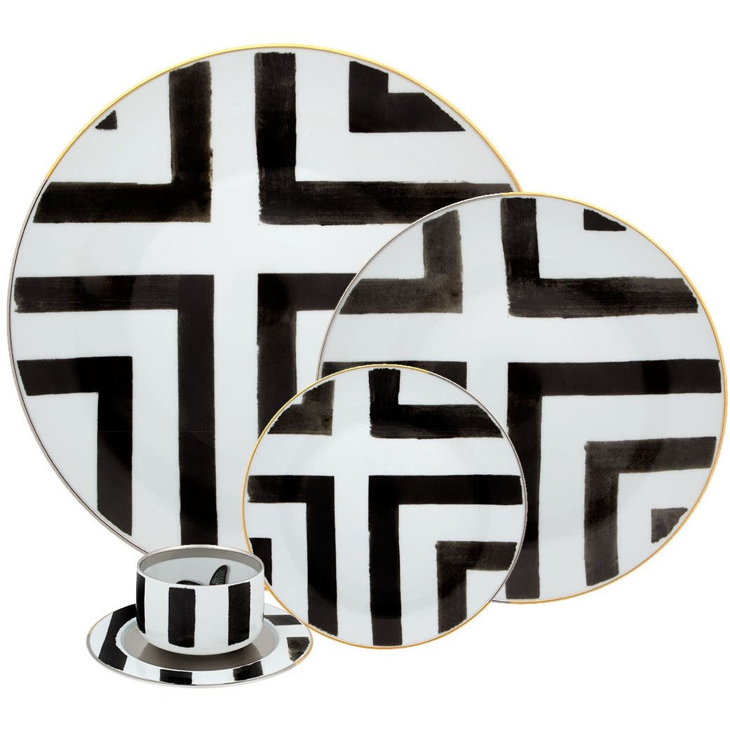 Christian Lacroix Sol y Sombra Elegant Dinnerware Set - Fine Porcelain Plates, Bowls & Cups for Formal Dining, Entertaining & Special Occasions