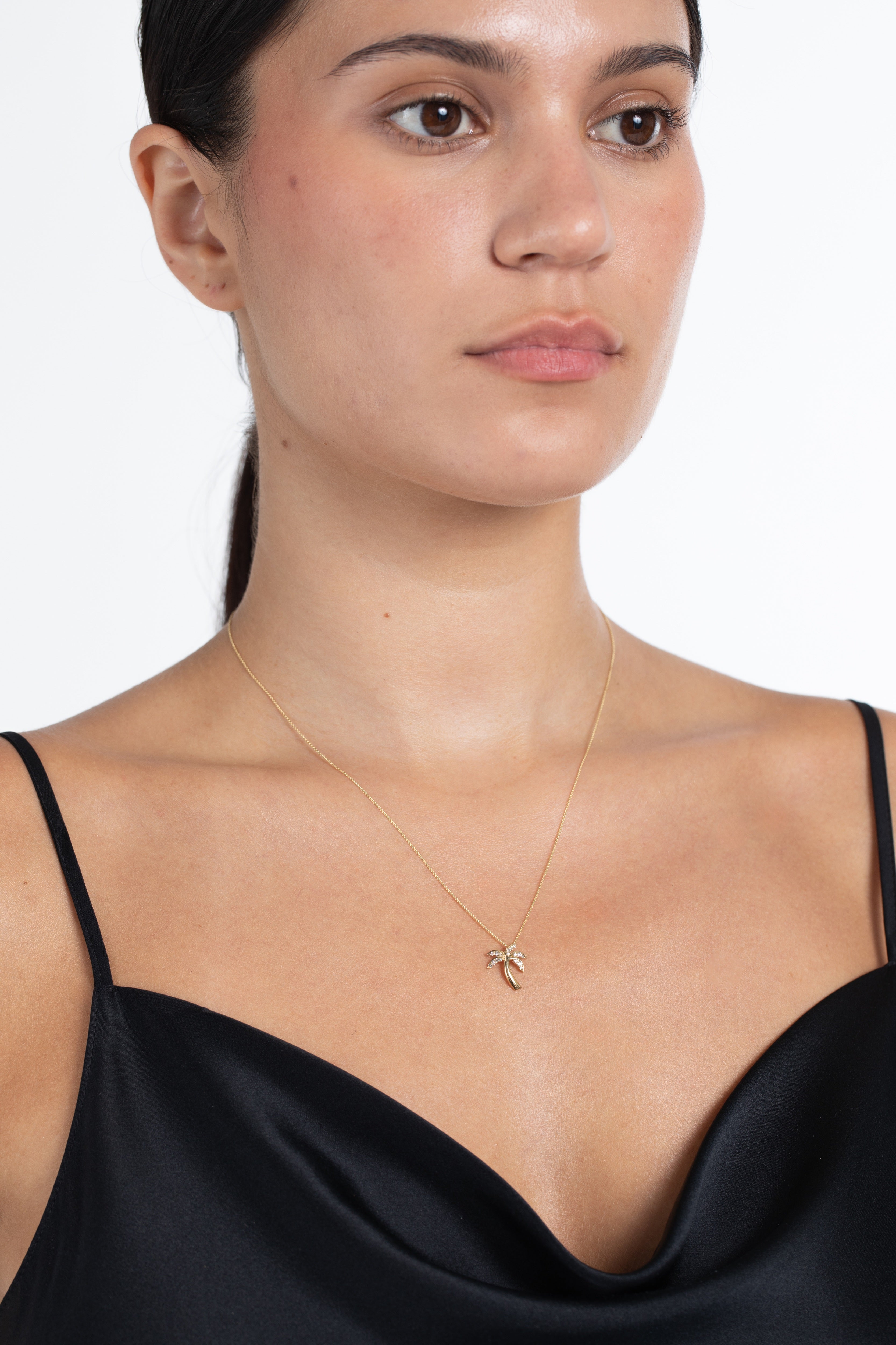 10K Gold Palm Tree Necklace for Women - Dainty Tropical Pendant Jewelry - Perfect for Beach Vacations, Summer Outfits & Gift Giving