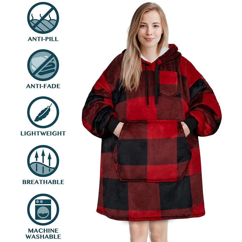 PAVILIA Women's Sherpa Wearable Blanket Hoodie - Oversized Cozy Hooded Sweatshirt Blanket for Men & Women | Perfect for Lounging, Camping & Cold Weather