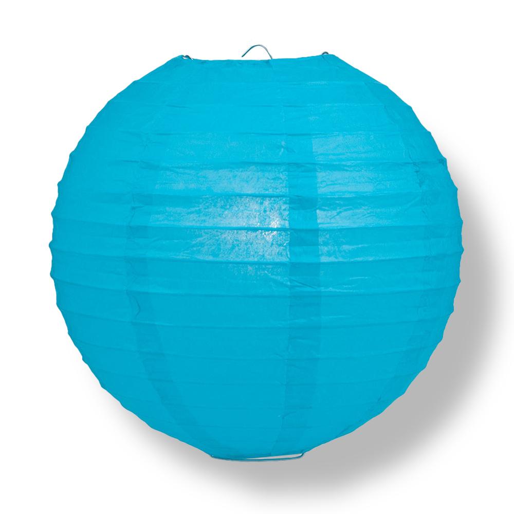 30 Pack Large Turquoise Round Paper Lanterns with Even Ribbing - Chinese Style Hanging Decor for Weddings, Parties & Home Decoration - Perfect for Indoor/Outdoor Events & Asian-Themed Celebrations