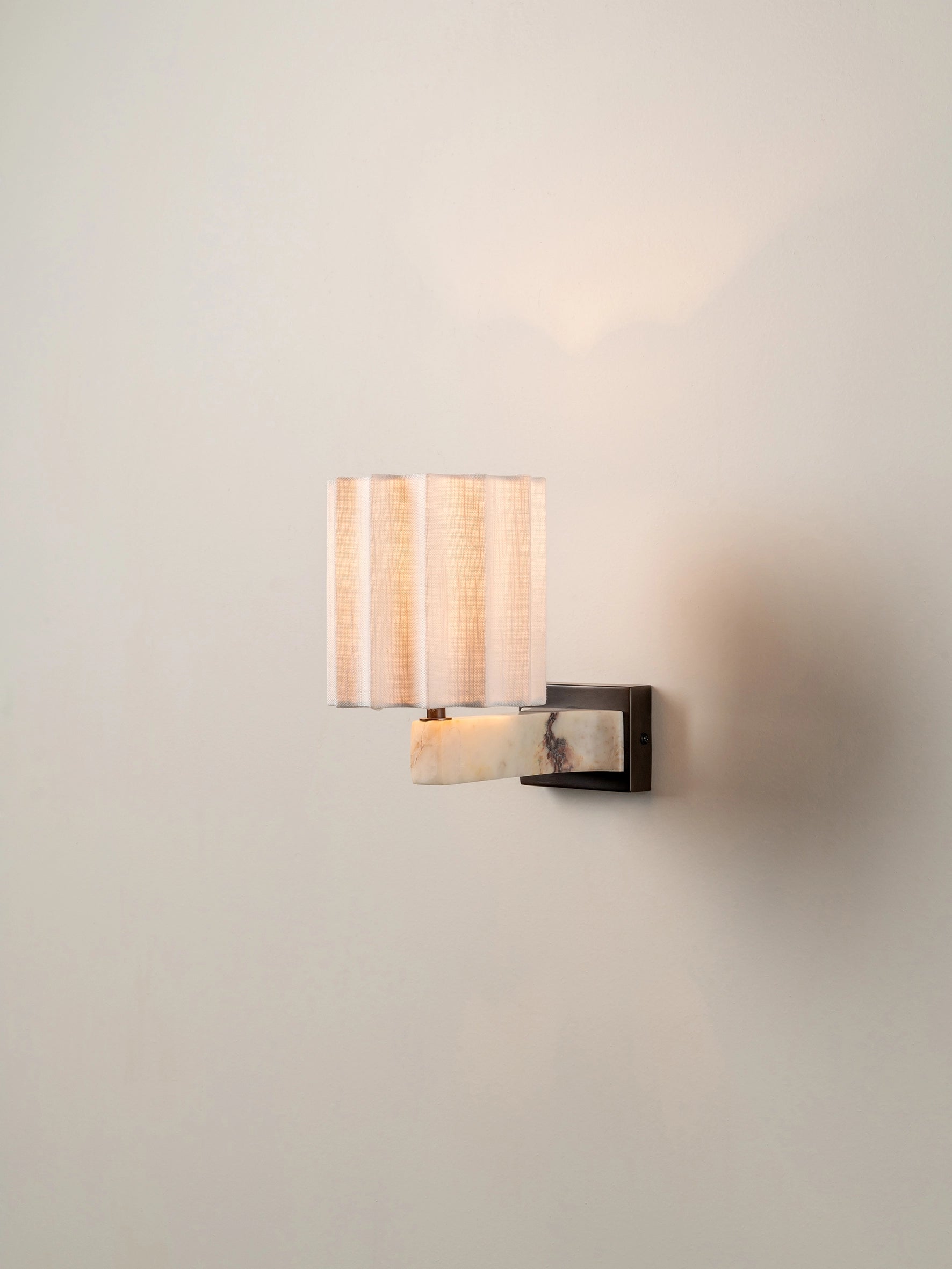 Viotti Calacatta Viola Marble and Linen Wall Light - Elegant Home Decor for Living Room, Bedroom, or Hallway Lighting