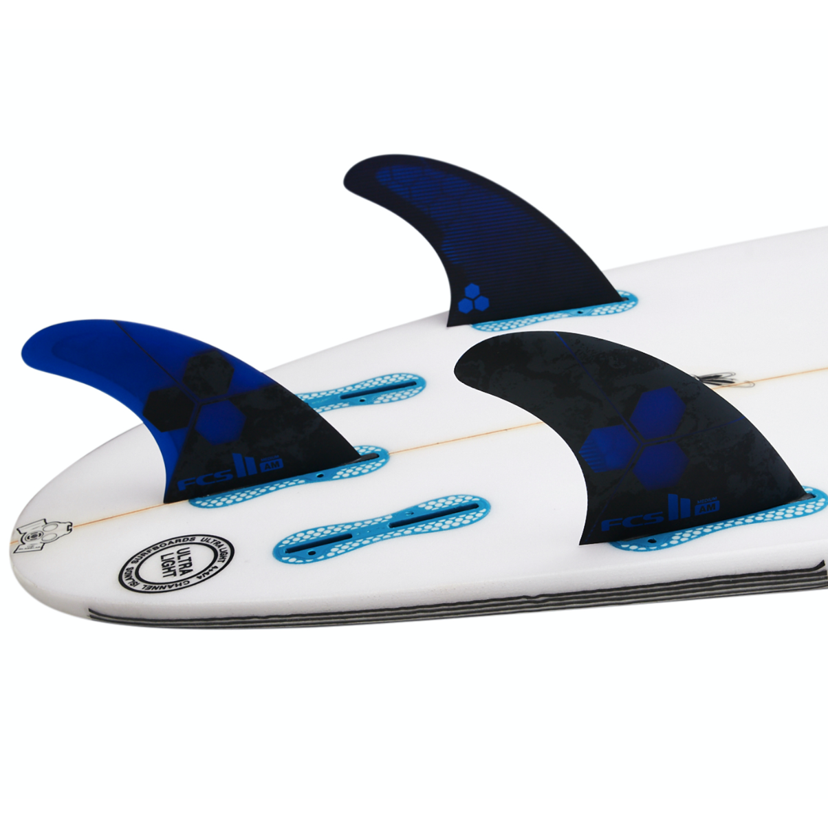 FCS II TRI QUAD Surfboard Fins - AM PC Medium Cobalt Blue - Perfect for Shortboards and Performance Surfing