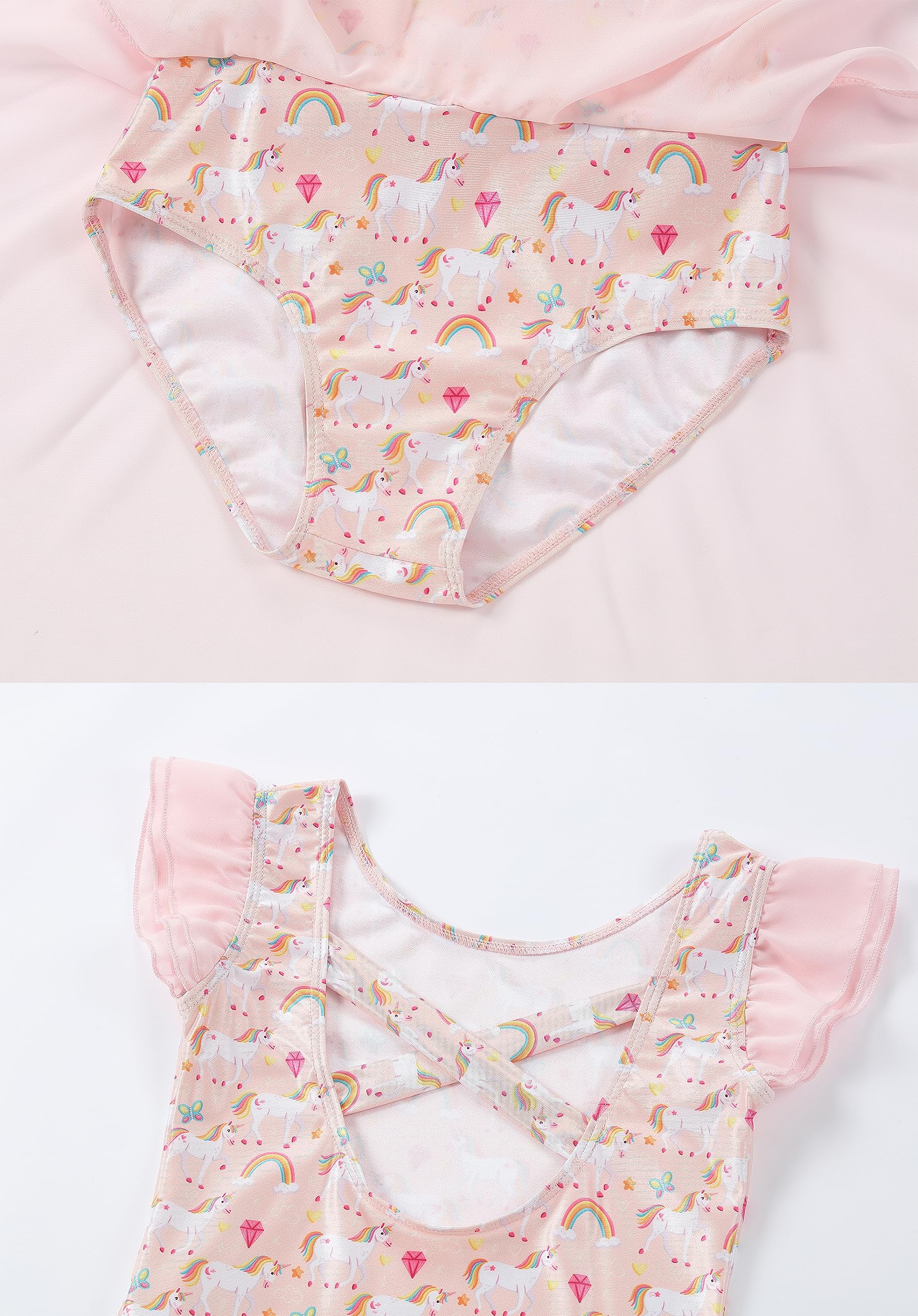 Girls Ballet Leotard with Skirt - Toddler Dance Leotard with Flutter Sleeves & Criss-Cross Back - Perfect for Ballet Class, Recitals & Dance Performances