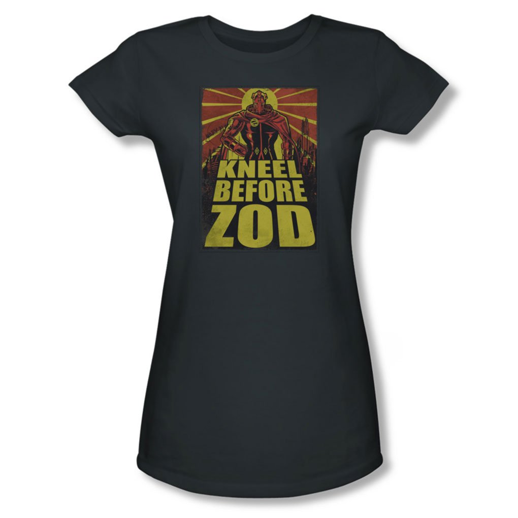 Superman Women's Zod Poster Graphic T-Shirt - Charcoal Grey Cotton Tee for Casual Wear & Superhero Fans