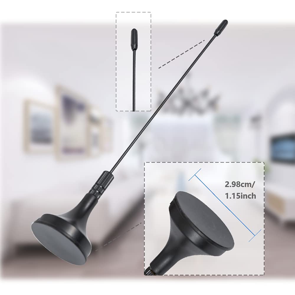 5dBi Indoor Digital HDTV Antenna with Magnetic Base - VHF UHF Mini TV Antenna for Smart TV, DVD, LCD TV & DVB-T Devices - 1.5m RG174 Coax Cable - Perfect for Home, Office & RV Entertainment