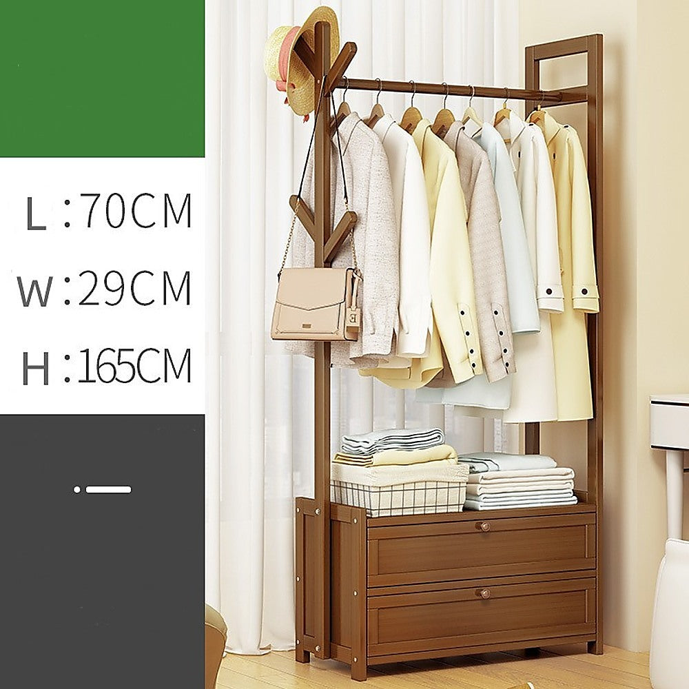 165x70cm Modern Clothes Rack Stand with Storage Shelves - Heavy Duty Coat Tree for Bedroom, Closet & Laundry Room Organization