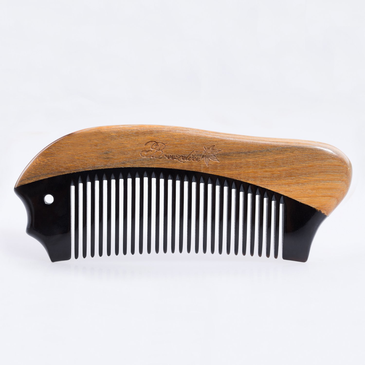 Premium Sandalwood & Buffalo Horn Fine Tooth Comb for Women - Anti-Static Handmade Pocket Hair Comb - Perfect for Travel, Detangling & Styling