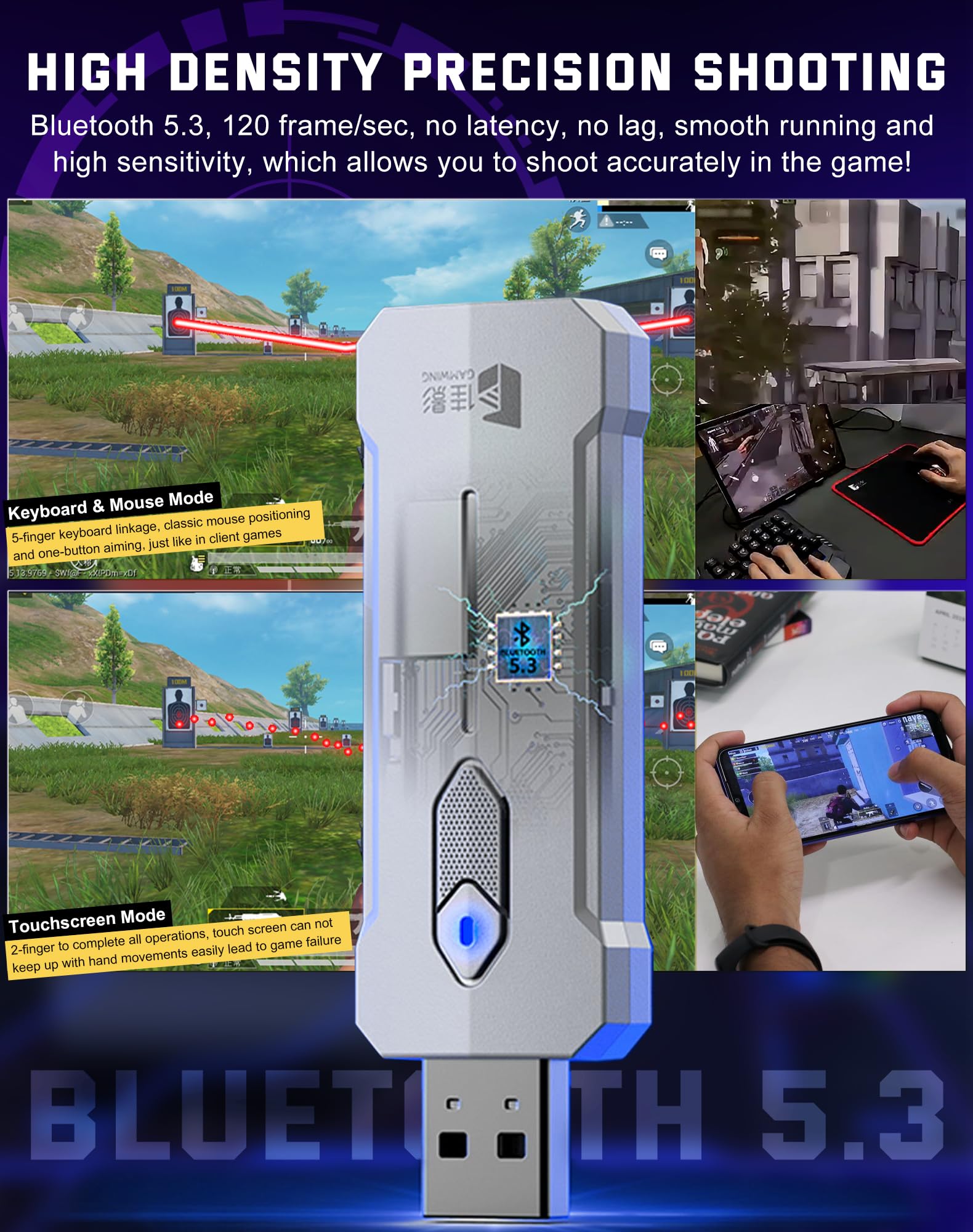 Joso X8 Pro Keyboard Mouse Adapter for PUBG Mobile - Android Keyboard Converter Controller with Anti-Recoil & Custom Key Mapping - Play FPS/TPS Games on Android with Keyboard & Mouse - Perfect for Competitive Gaming & Esports Tournaments