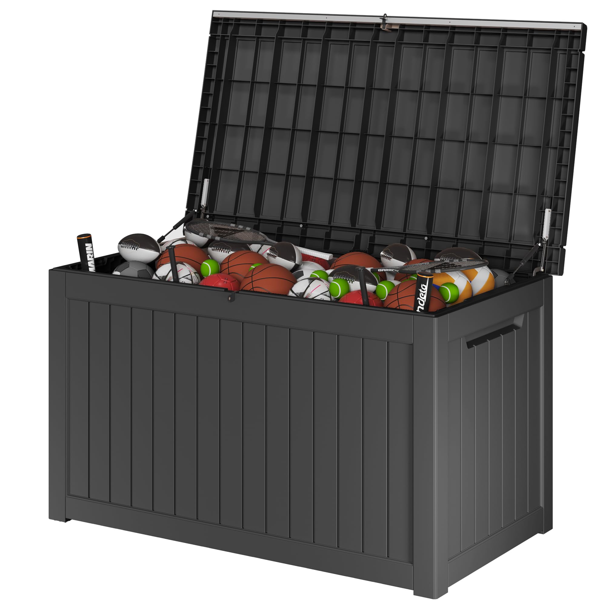 230 Gallon Large Deck Storage Box - Waterproof & Lockable Outdoor Organizer for Patio Furniture, Pool Accessories, Garden Tools, Cushions | Perfect for Backyard, Deck, Poolside & Garage Storage (Black)