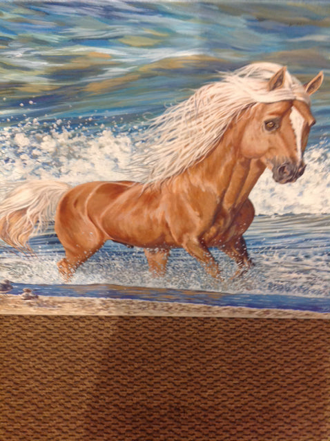 D Perry 24x30 Ocean Stallion Acrylic Painting - Vibrant Wall Art for Living Room, Bedroom & Office Decor