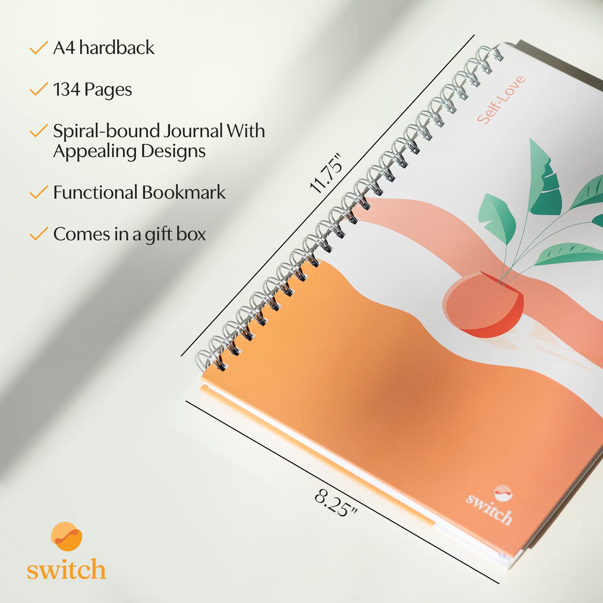 Switch Research Self-Love Journal - Therapist Recommended Guided Writing Notebook for Women with Prompts | Mindfulness & Gratitude Journal for Self Reflection, Personal Growth & Mental Wellness | Perfect for Daily Self Care Routine, Meditation Practice & Emotional Healing (A4 Size)