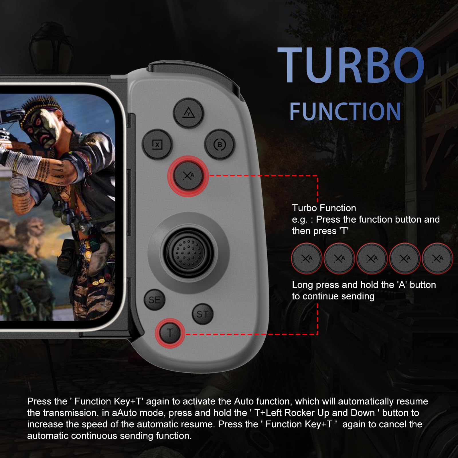 Wireless Gamepad for iPhone/Android/PC/PS5 - Turbo/Gyro/Dual Motors - Perfect for Cloud Gaming & Streaming