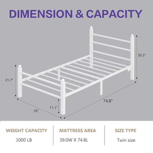 Twin Size LED Bed Frame with USB Charging Station & Under Bed Storage - Heavy Duty Steel Slats, Easy Assembly Metal Platform Bed for Teen Room, Dorm, Guest Bedroom