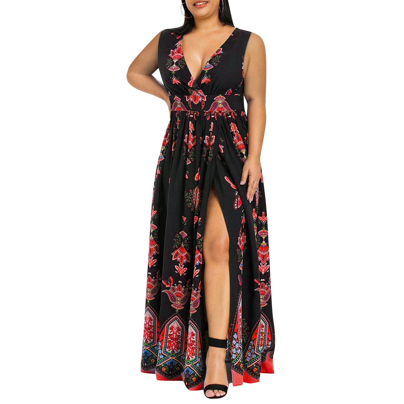 Women's Casual Maxi Dress - Long Blue Beach Tunic Dress, Plus Size Summer Midi Dress | Perfect for Beach Vacations, Pool Parties & Summer Outings