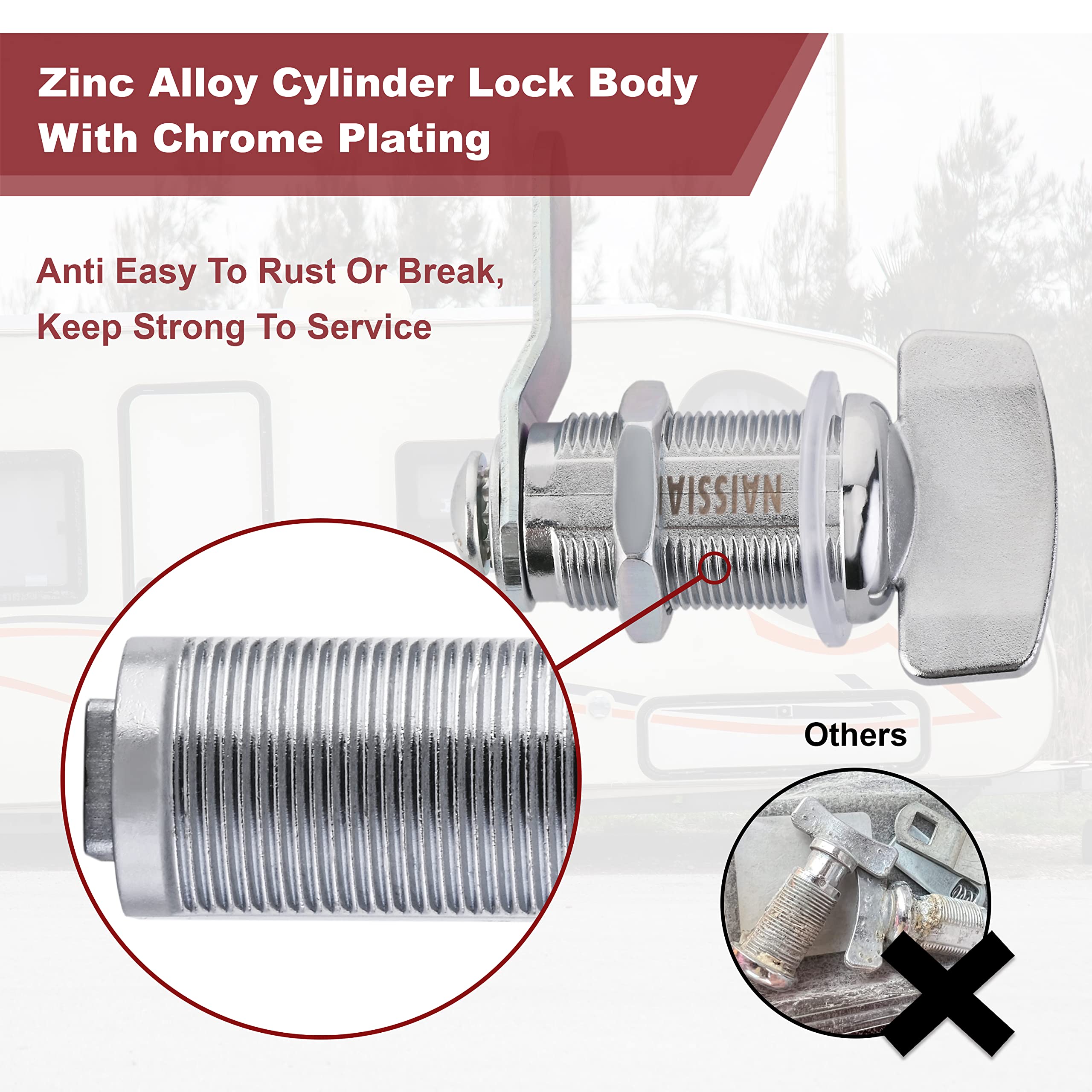 Keyless RV Thumb Cam Lock - 1-1/8 Inch Twist Operated Latch for Boat Storage, RV Compartment & Outdoor Shower - Secure Baggage Doors & Waterproof Enclosures (Pack of 2) - Ideal for Marine, Camping & Travel Security