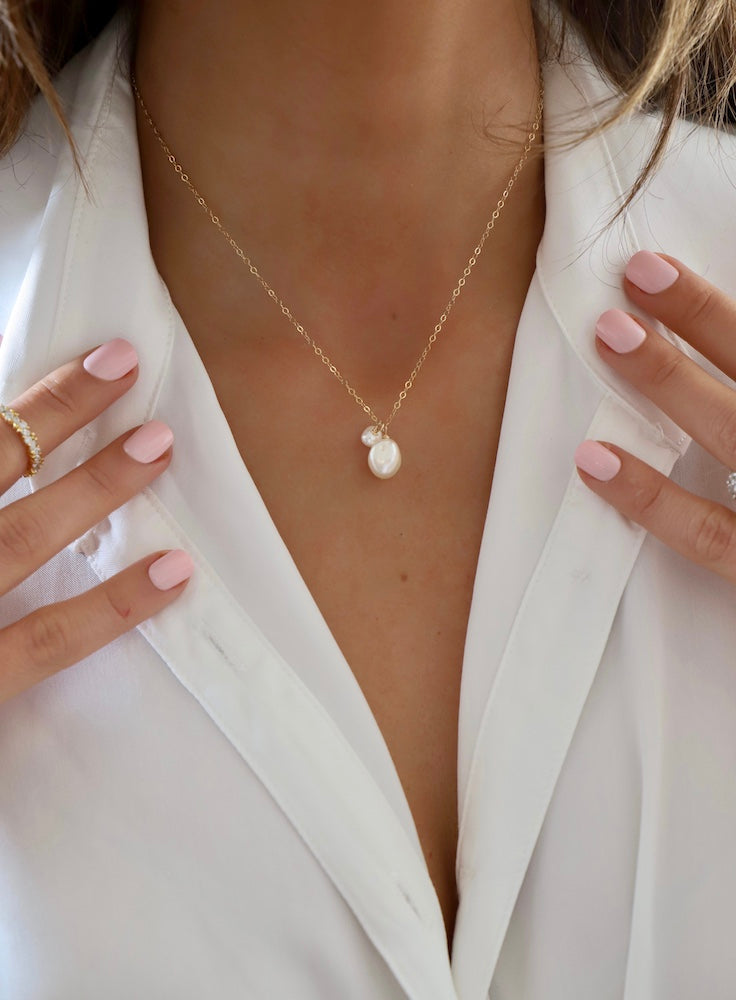 Elegant Double Pearl Drop Necklace for Women - Perfect for Weddings, Parties & Special Occasions