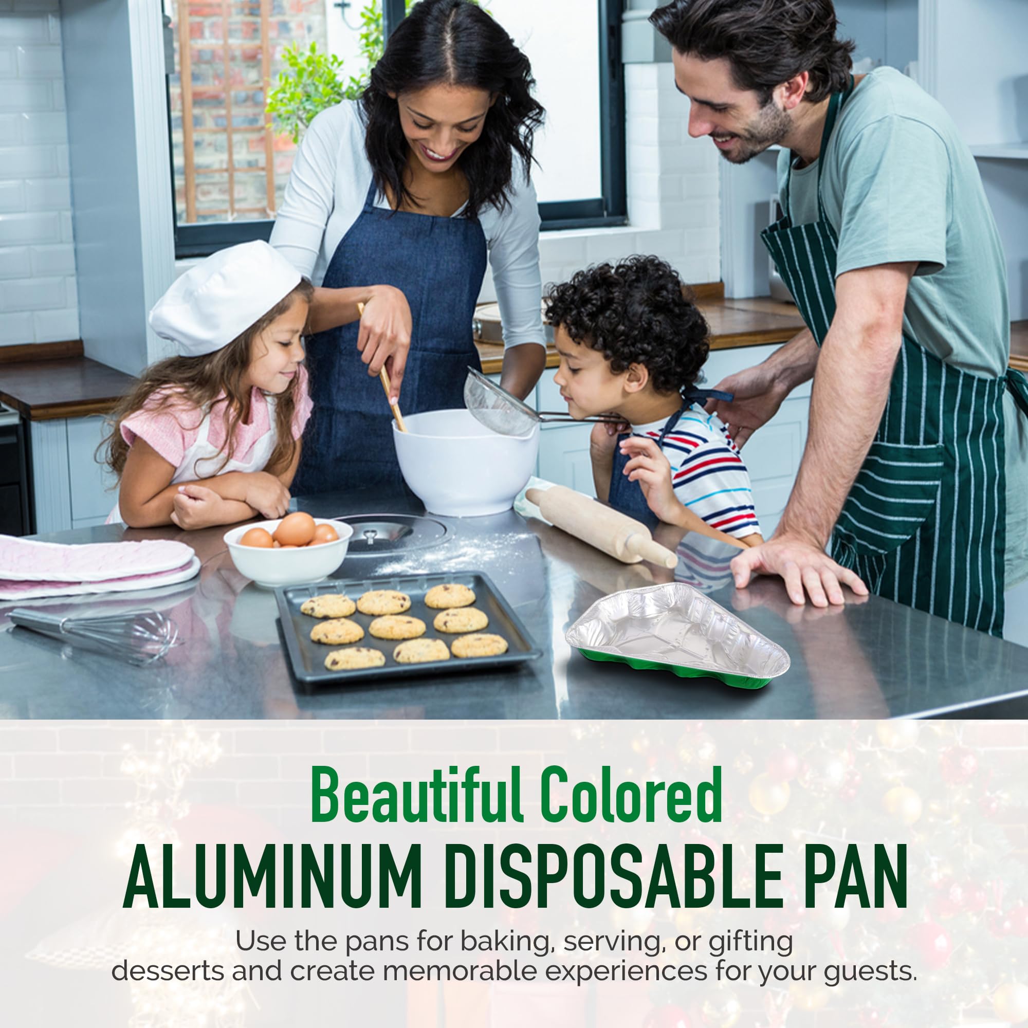 KitchenDance 36oz Disposable Christmas Tree Cake Pans - 100 Count Aluminum Foil Baking Pans for Cakes, Cookies, Holiday Desserts | Perfect for Christmas Baking, Party Treats & Festive Food Preparation