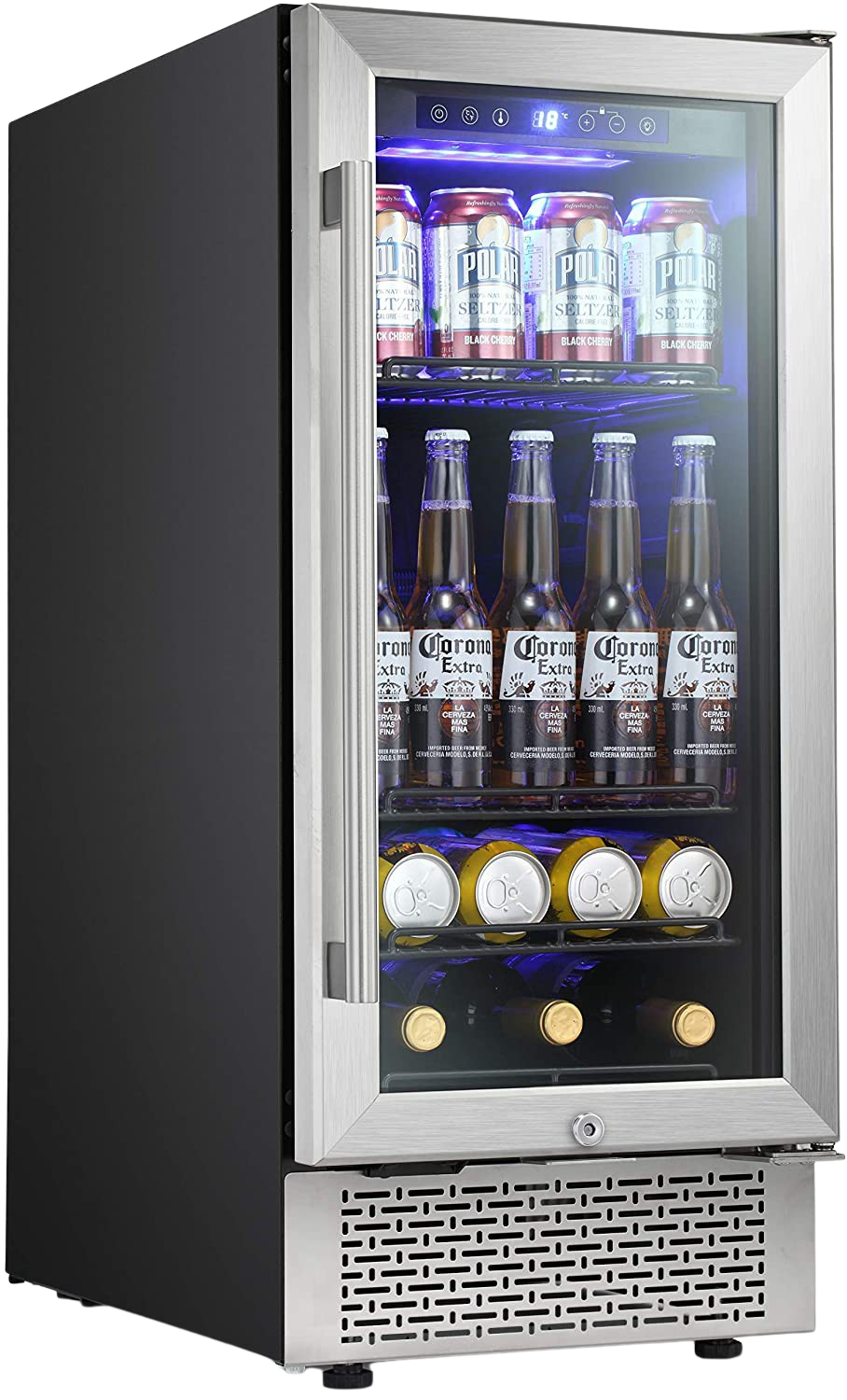 Antarctic Star W74C 15 Inch Mini Beverage Fridge - Digital Temperature Control with Memory Function - Perfect for Home Bars, Offices, and Dorm Rooms