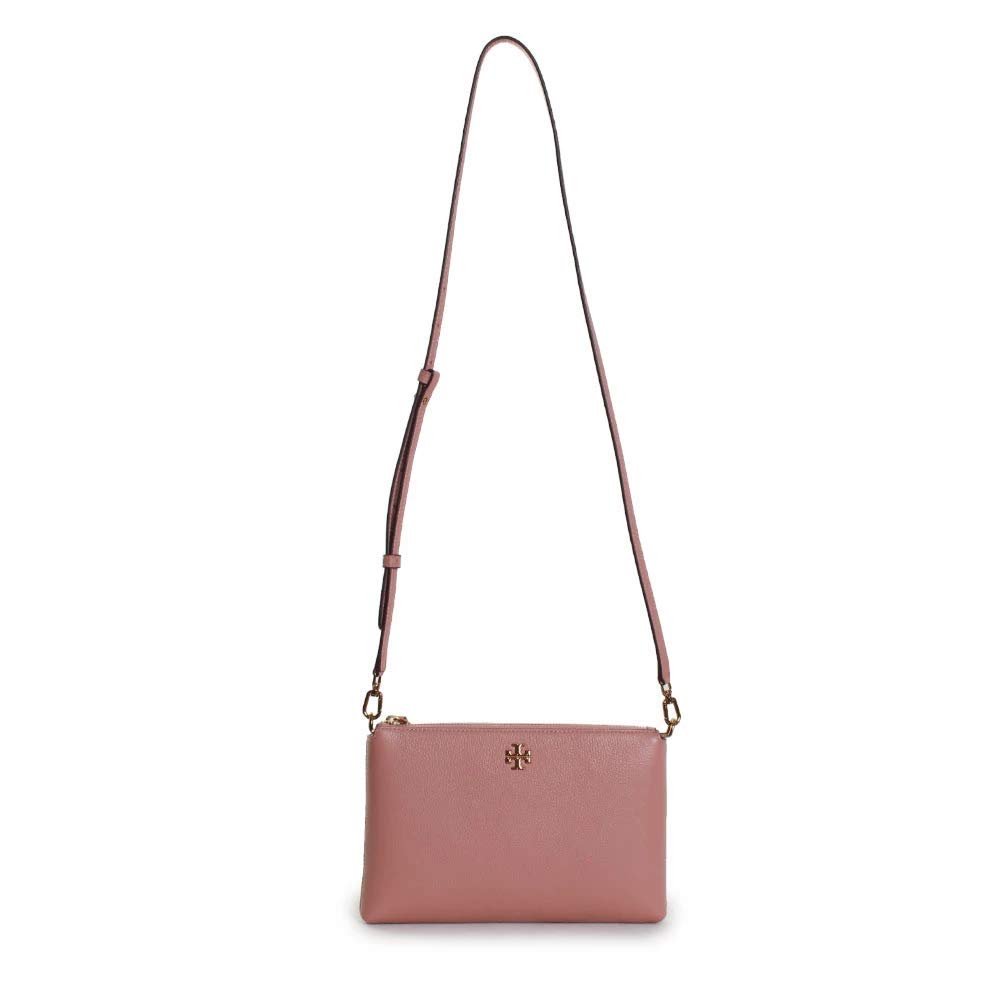 Tory Burch Kira Pebbled Leather Crossbody Wallet for Women - Small Taupe Bag, Perfect for Everyday Use, Travel & Shopping
