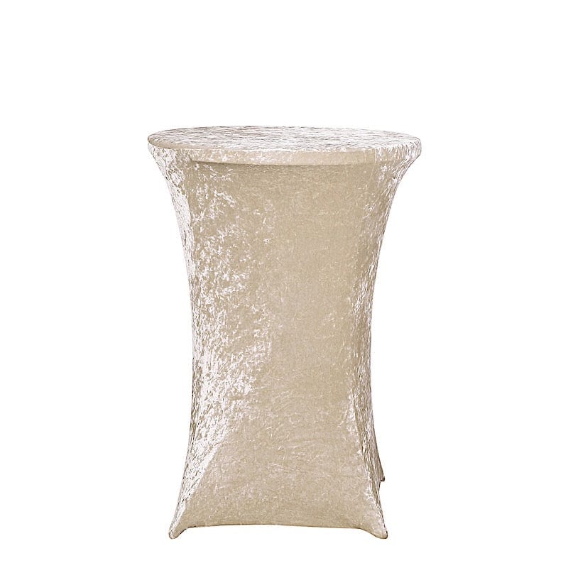 Crushed Velvet Stretch Fitted Round Highboy Cocktail Table Cover - Elegant & Durable - Perfect for Dining Room, Living Room & Party Decor