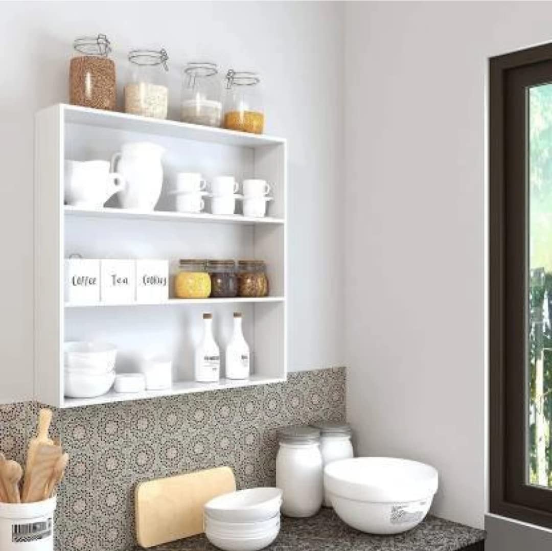 FireBees Wooden Wall Mounted Kitchen Storage Shelf - Space Saving Organizer for Spices, Utensils & Cookbooks - Perfect for Small Kitchens, Pantries & Bathroom Storage