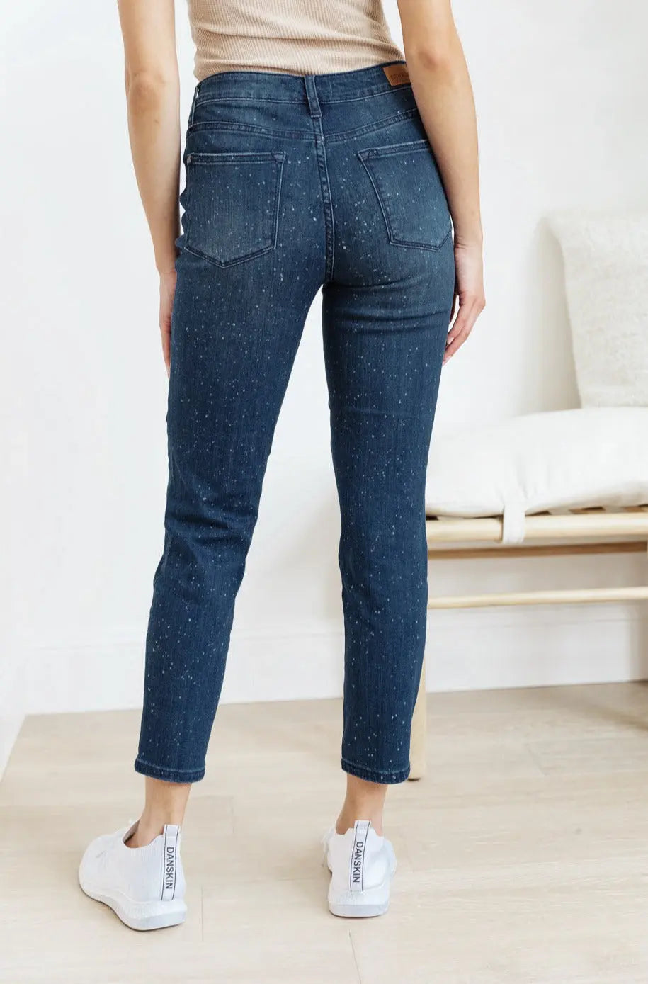 Mid Rise Relaxed Fit Mineral Wash Jeans for Women - Soft Comfort Stretch Denim Pants - Casual Everyday Wear for Work, Travel & Weekend Outfits
