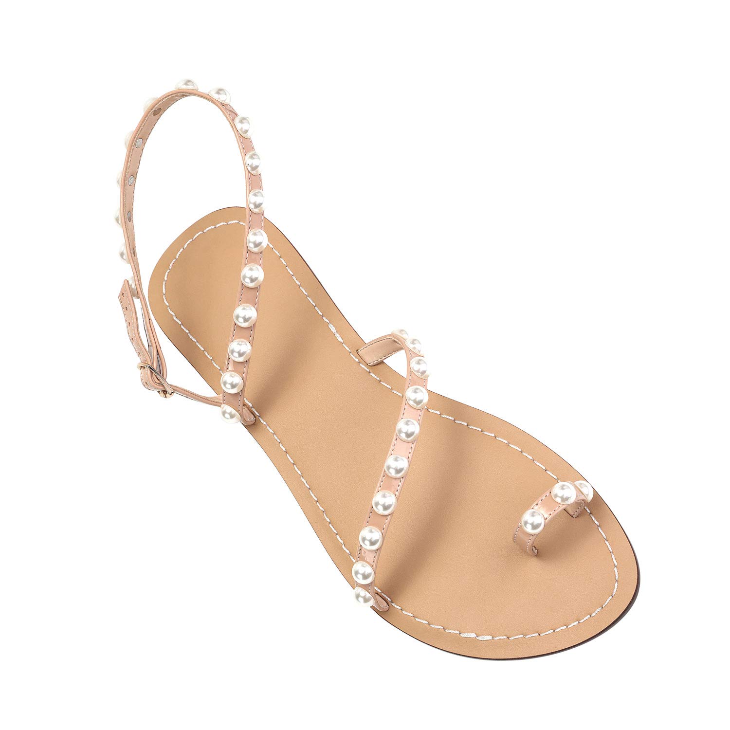 ZhuLinFeng Women's White Lace Wedding Sandals - Comfortable Flat Beach Bridal Shoes for Bride, Bridesmaid, Beach Party & Outdoor Events - Size 6