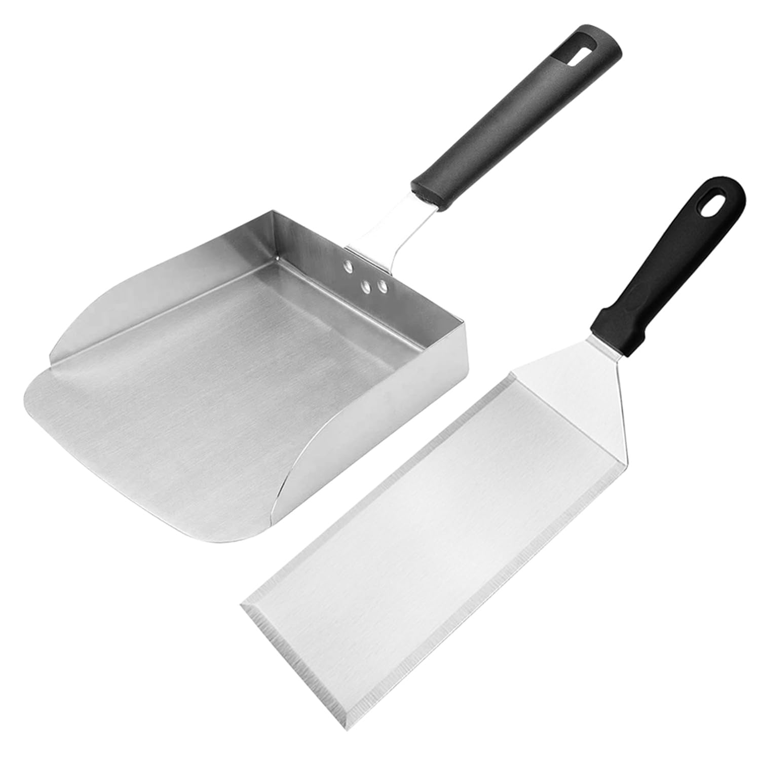 Premium Stainless Steel Griddle Spatula Set - Heavy Duty Burger Smasher, Hamburger Turner & Scraper for Flat Top Grill - Perfect for Outdoor BBQ, Camping & Backyard Cooking