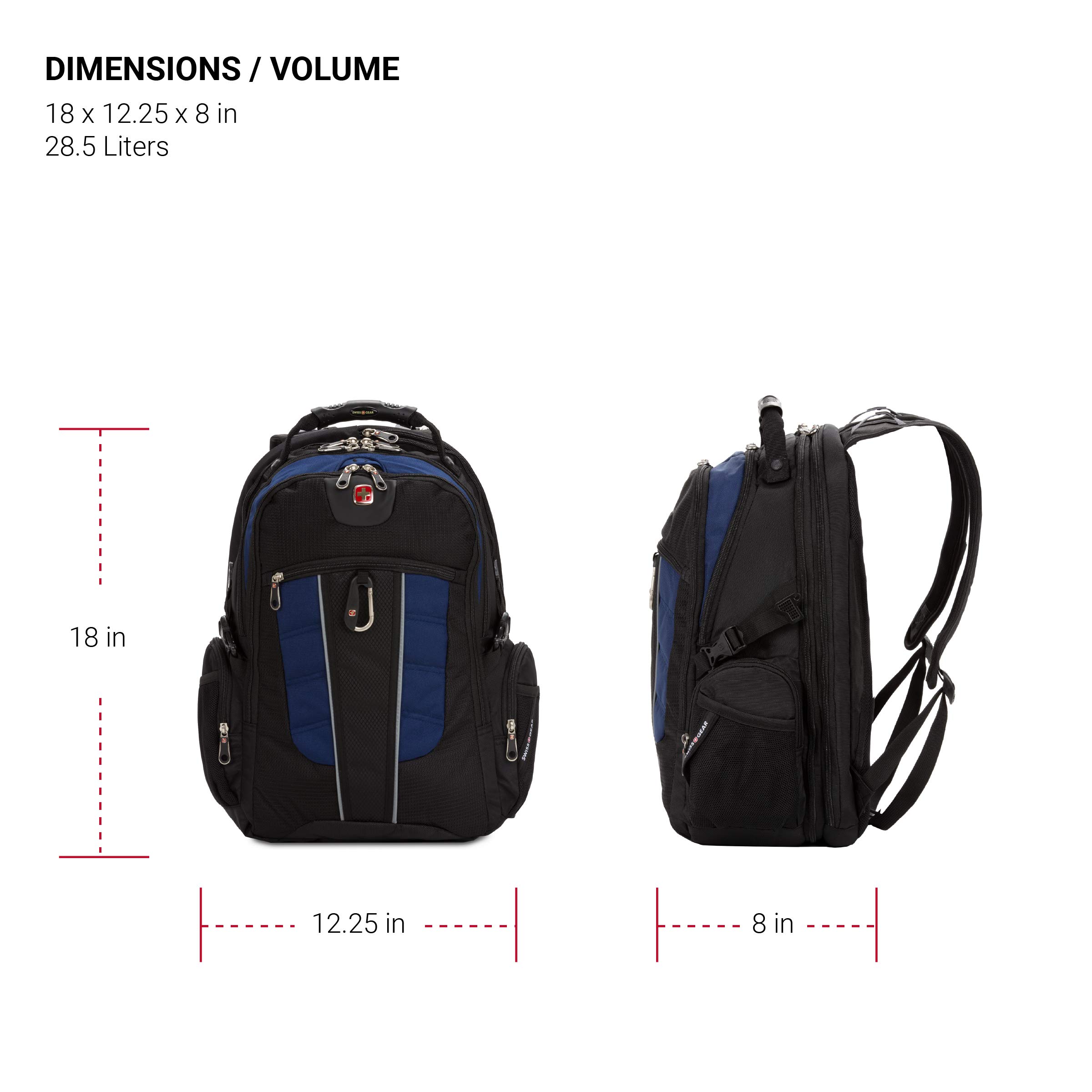 SWISSGEAR 1753 ScanSmart Laptop Backpack - 17 Inch Laptop Bag with TSA-Friendly Design, Durable & Water-Resistant for Travel, Work & School (Black/Navy) - Perfect for Business Trips, College & Commuting