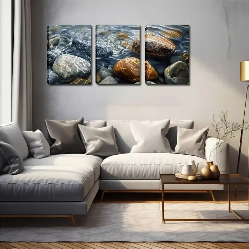 3-Piece Art Deco Coastal Canvas Wall Art Set - Framed 40x60cm High Quality Print - 100% Australian Made Ready to Hang Wall Decor for Living Room, Bedroom & Office