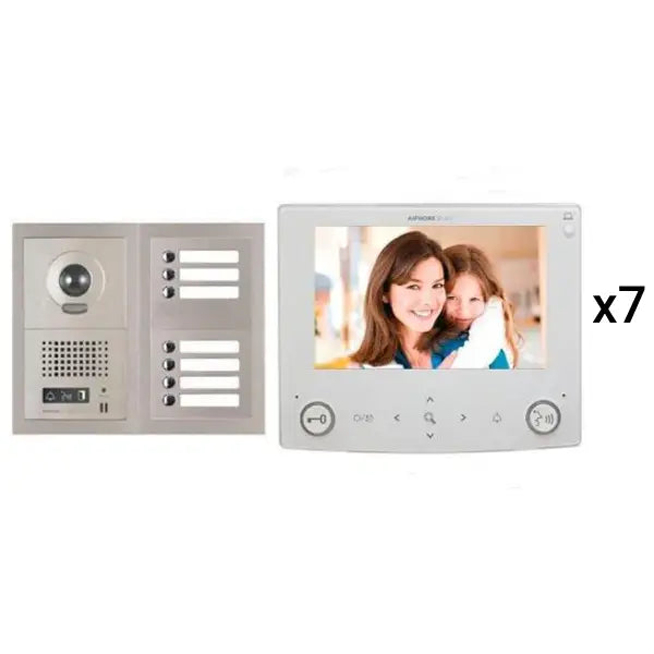 Aiphone GT 7V7 7-Unit Video Intercom System for Apartments - Multi-Tenant Security Communication with 7 Video Stations (GT 1C7) | Perfect for Apartment Buildings, Condos & Multi-Family Residences
