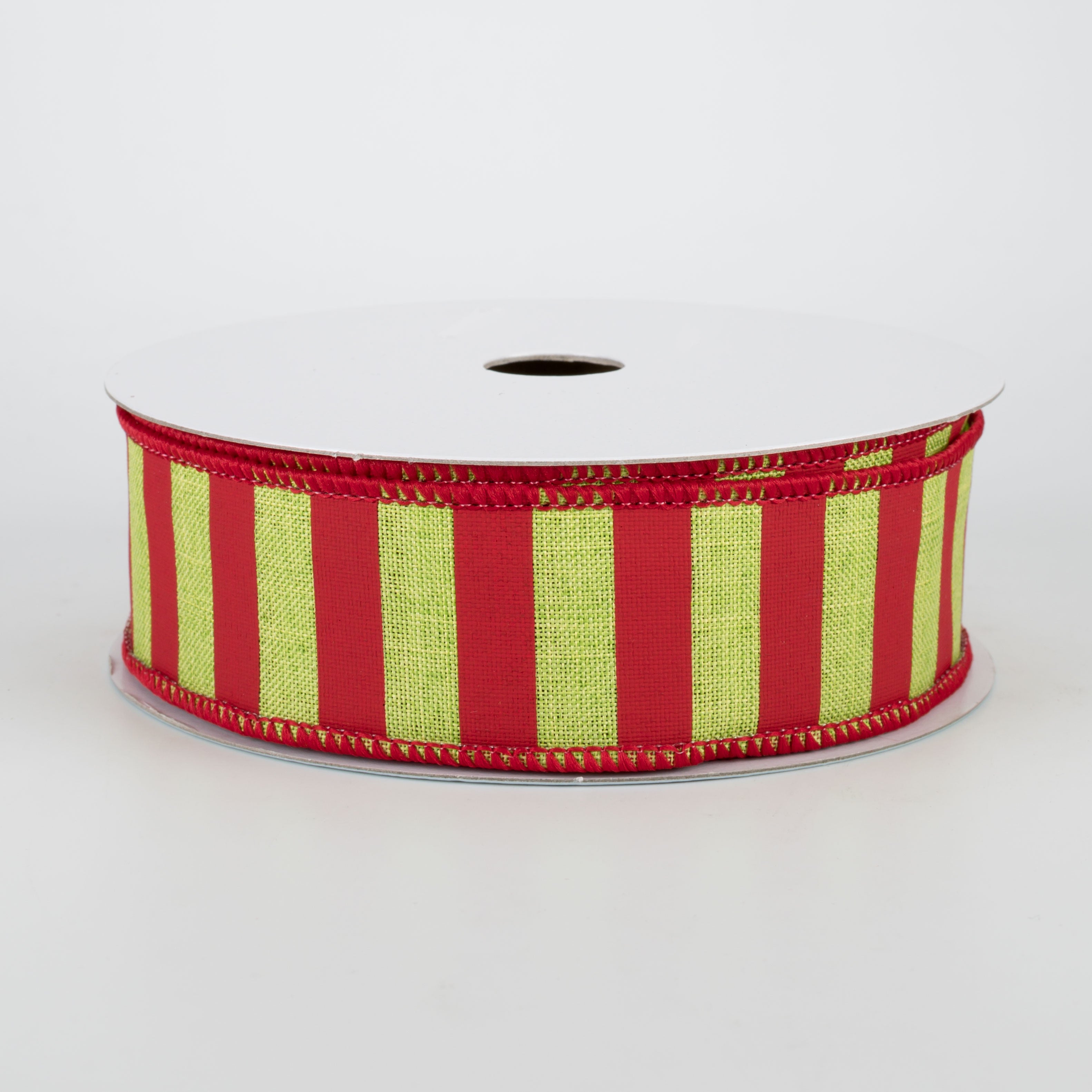 1.5 Inch Medium Stripe Canvas Ribbon - Lime Green & Red (10 Yards) for Gift Wrapping, DIY Crafts, and Party Decorations