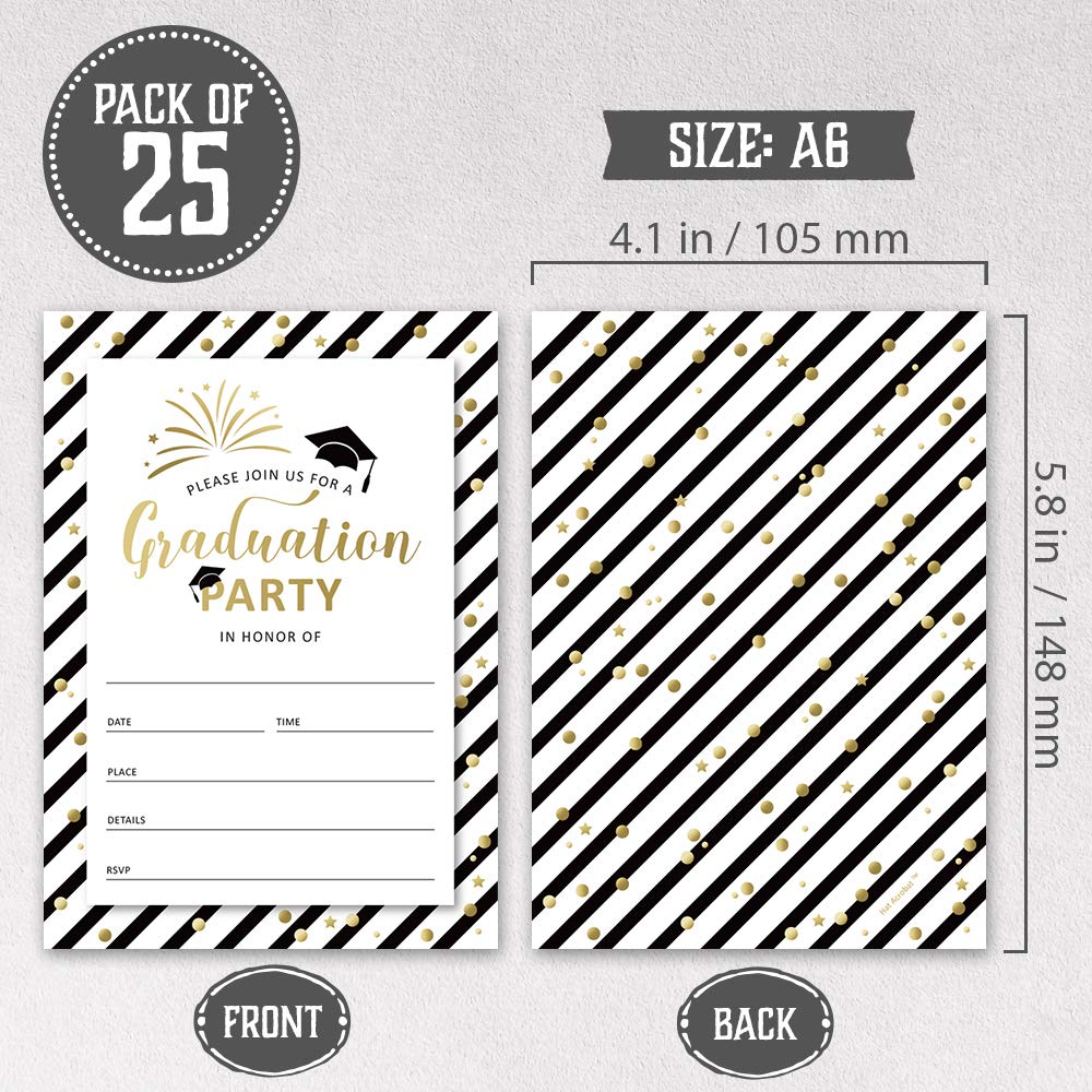 2024 Graduation Party Invitations with Envelopes - 25 Pack Class of 2024 Announcement Cards for High School & College | Perfect for Graduation Celebrations, Decorations & Commencement Parties