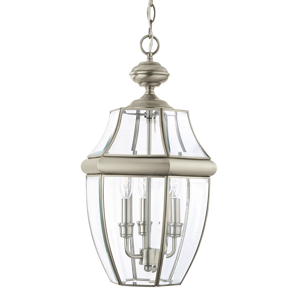 Sea Gull Lighting 6039-965 Lancaster Outdoor Pendant Lantern - 3-Light Gray Exterior Fixture for Porch, Patio & Garden Lighting