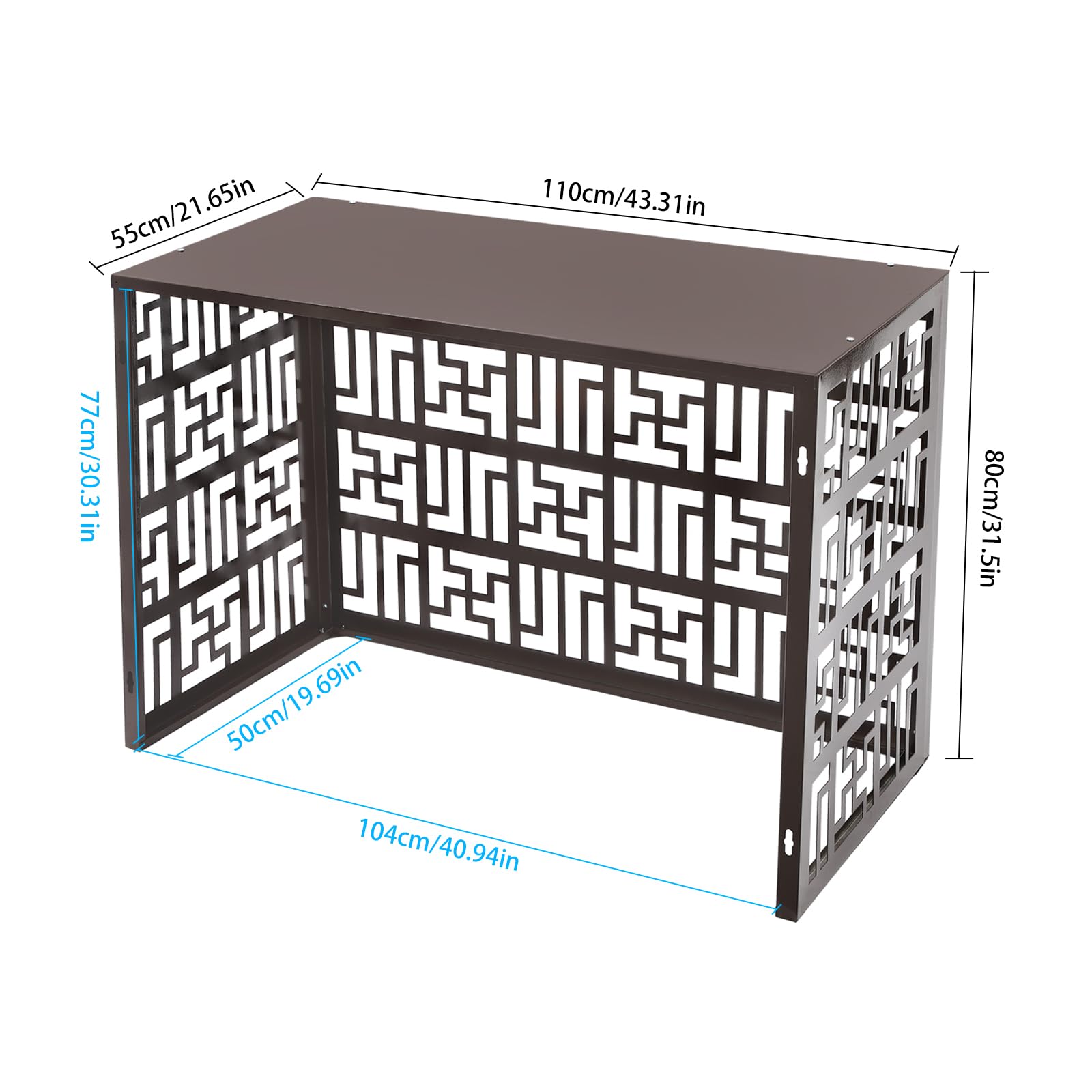 Free Standing Metal Air Conditioner Privacy Fence Screen for Outdoor Units - 43.3