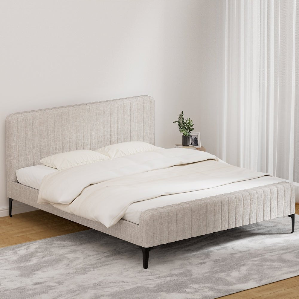 King Size Burleigh Bed Frame with Bonita Euro Top Mattress - Medium Firm Beige Bedroom Set for Ultimate Comfort & Support | Perfect for Master Bedrooms & Guest Rooms