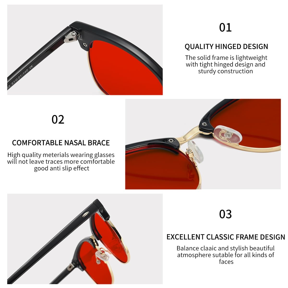 Polarized Browline Sunglasses for Men & Women - Classic Semi-Rimless Retro Frame with UV400 Protection - Perfect for Driving, Beach & Outdoor Activities