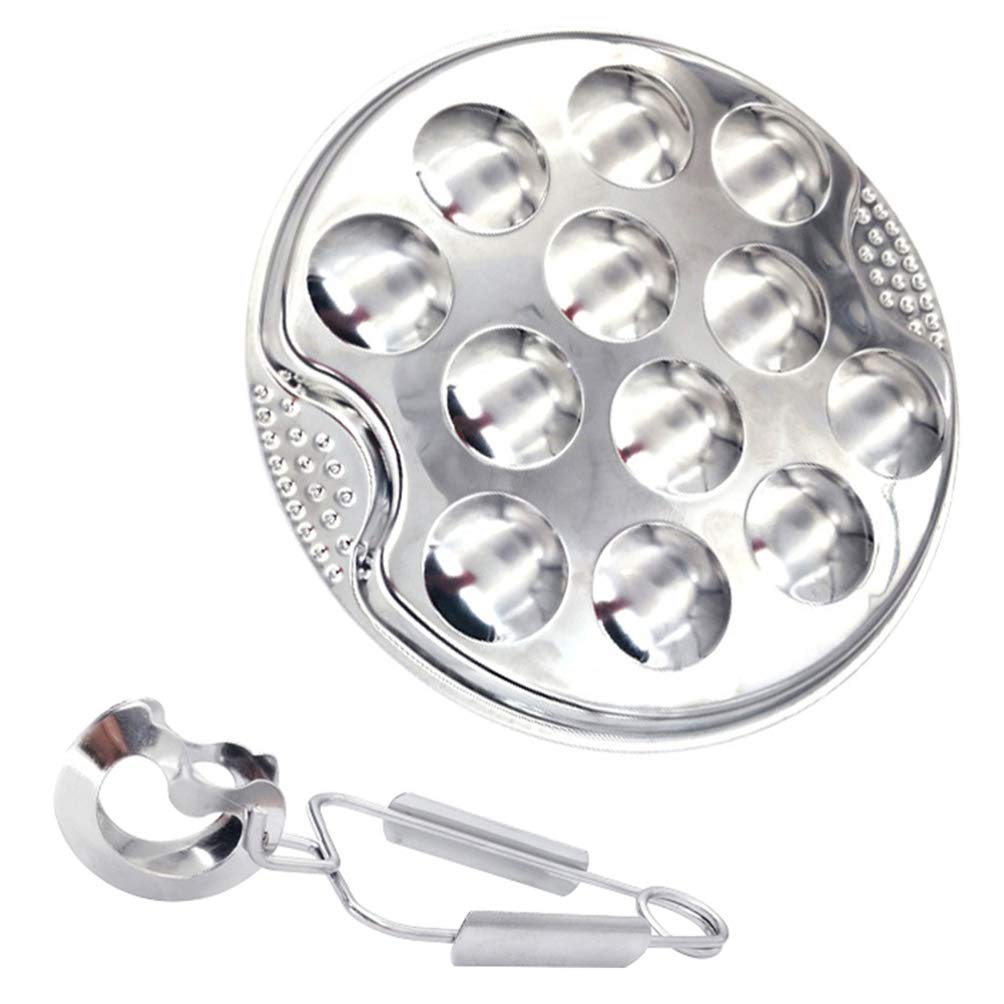 Premium Stainless Steel Snail Escargot Plate with 12 Compartment Holes - Thickened Oven-Safe Serving Dish for Escargot, Mushrooms & Appetizers - Perfect for Home Kitchen, BBQ, French Cuisine & Dinner Parties