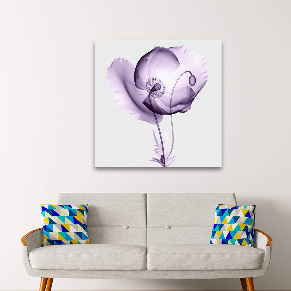Wall26 16x16 Inch Purple Flower Canvas Wall Art - Framed Home Decor Paintings for Bedroom, Living Room, Office, and Bathroom