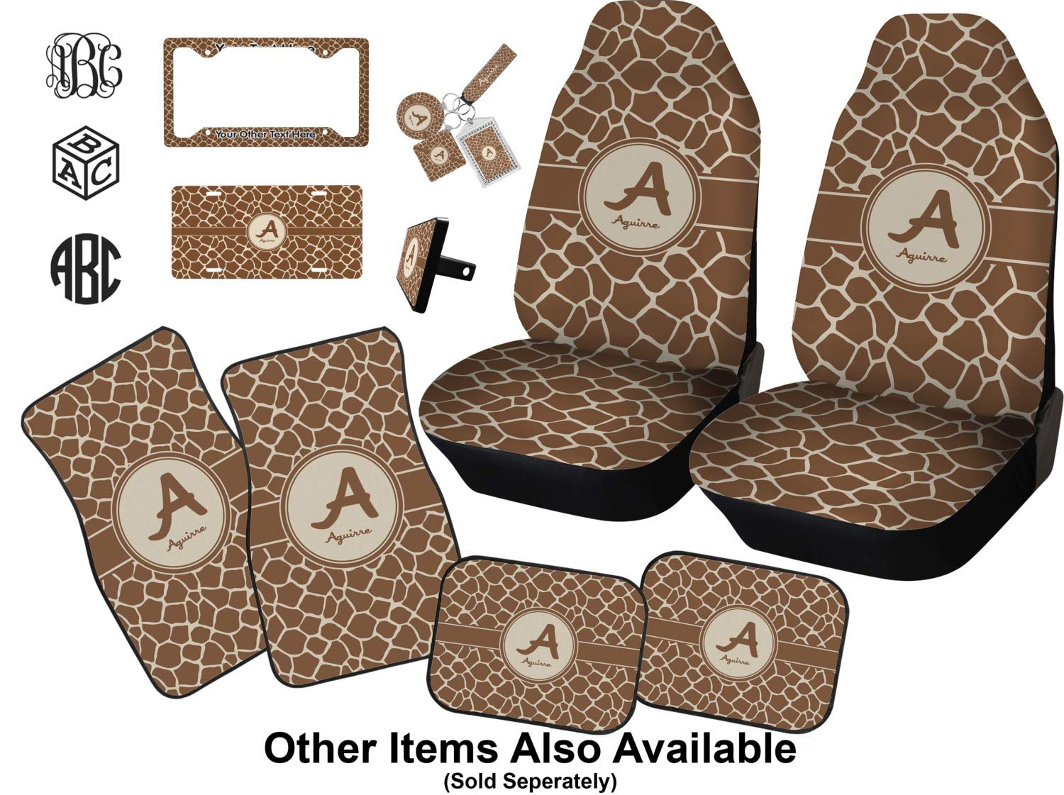 Custom Giraffe Print Car Floor Mats Set - 2 Front & 2 Rear Mats for SUVs, Trucks & Sedans | Waterproof & Anti-Slip Car Accessories for Road Trips & Daily Commute