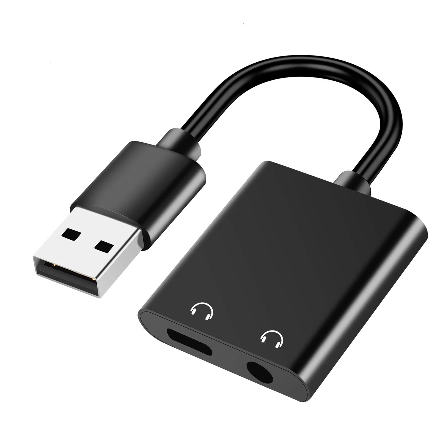 Mxcudu 2-in-1 USB to 3.5mm & USB-C Audio Adapter - Dual Headphone Jack Converter for Gaming Headsets, PC, Laptop, PS4 - External Stereo Sound for Music, Movies & Online Meetings