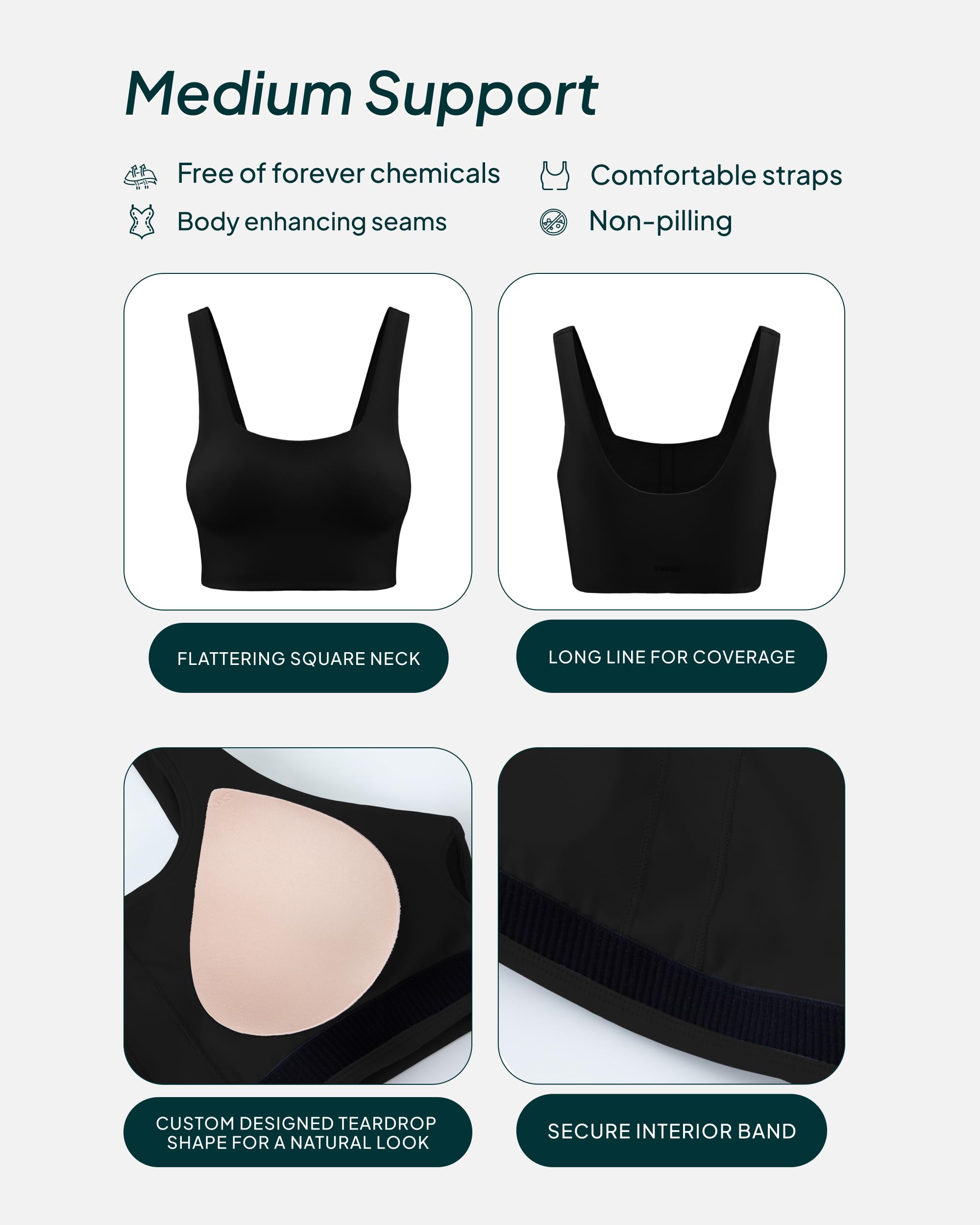 High-Performance Women's Compression Sports Bras - Medium Support Square Neck Longline Workout Bra with Removable Pads | Ideal for Running, Yoga & Gym Training | HiPerform Activewear